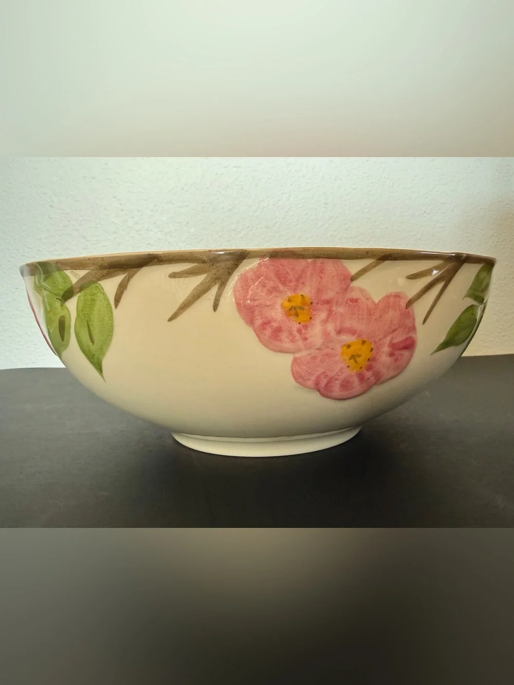 Vintage Franciscan Desert Rose 10” Serving Salad Bowl Pink Roses Excellent